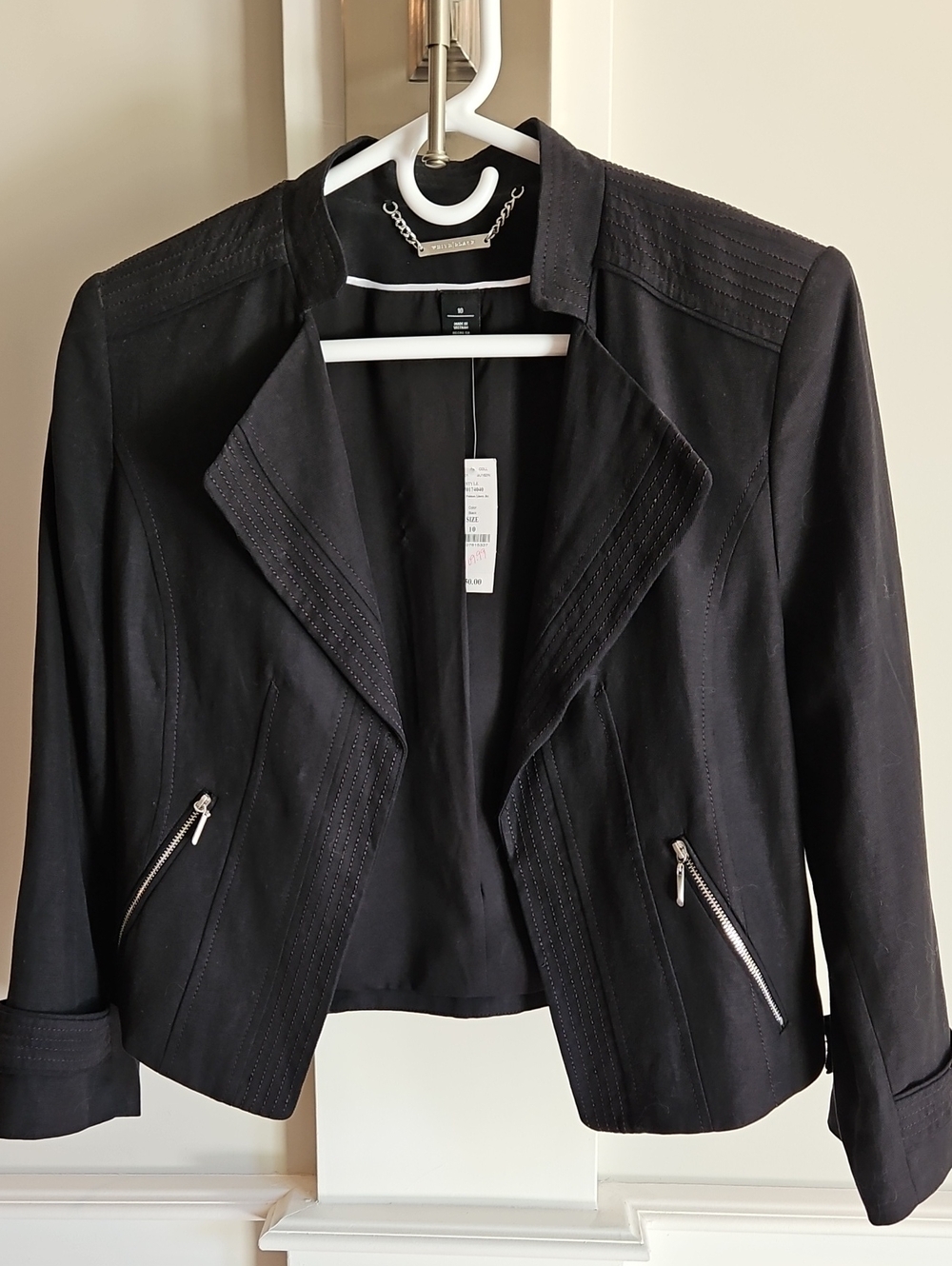 BNWT White House Black Market Las Palmas Linen Jacket Black size 10
